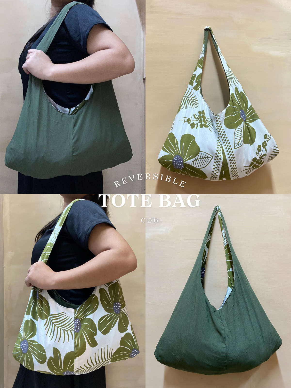 Reversible Tote Bag from Retaso Fabric (Printed| Small)