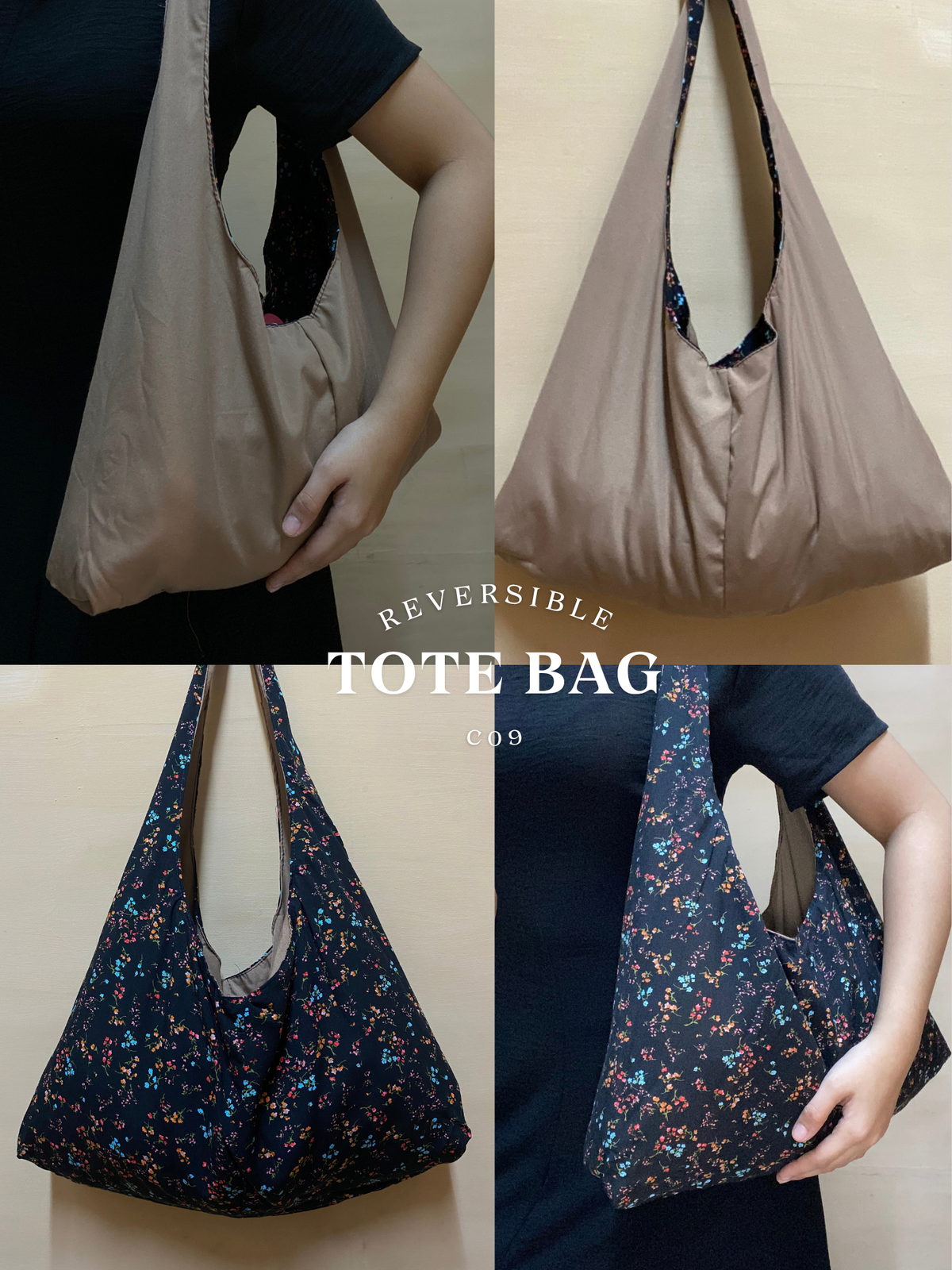 Reversible Tote Bag from Retaso Fabric (Printed| Small)