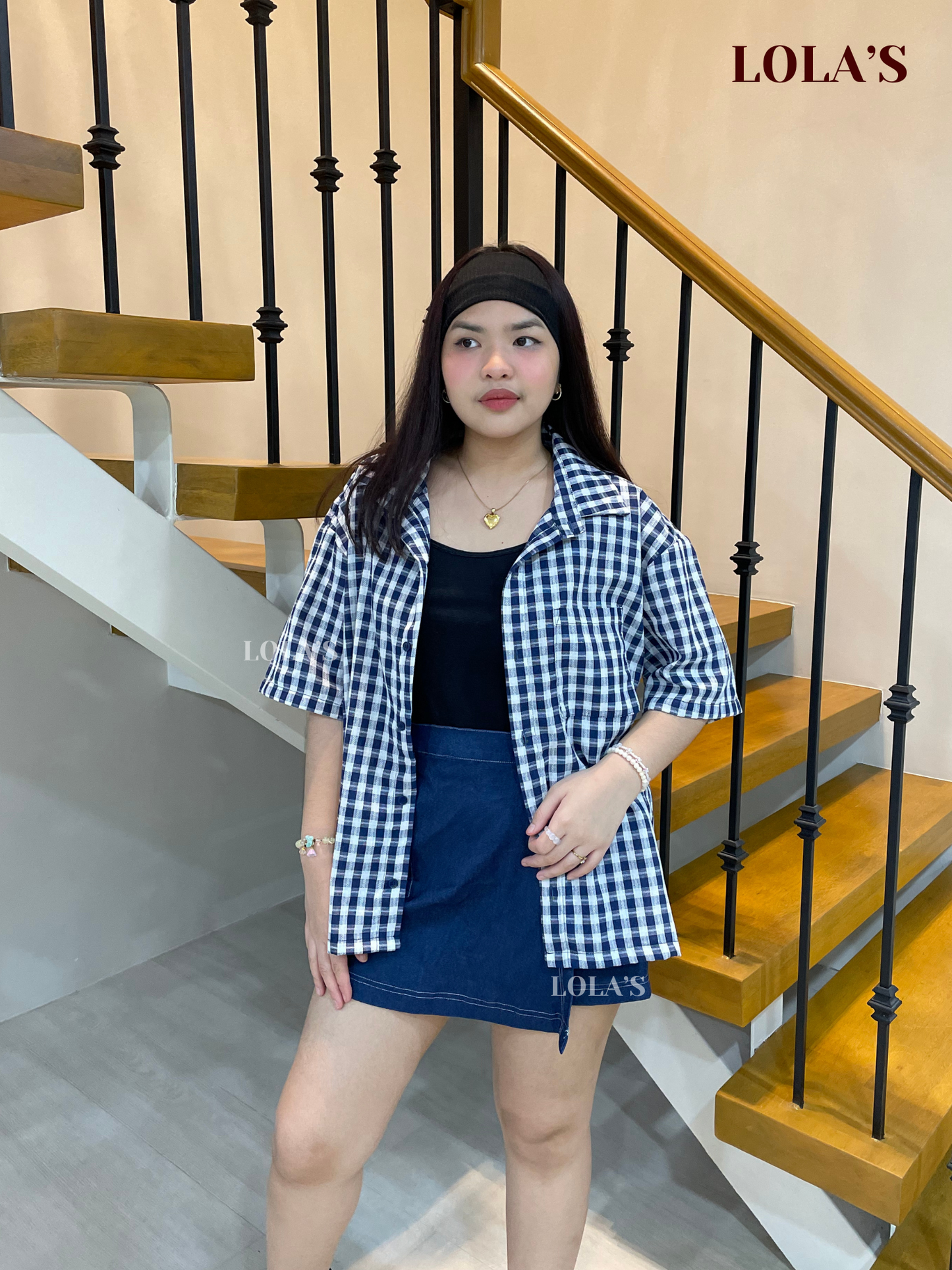 Nolo Boxy Crop Checkered (Blue)