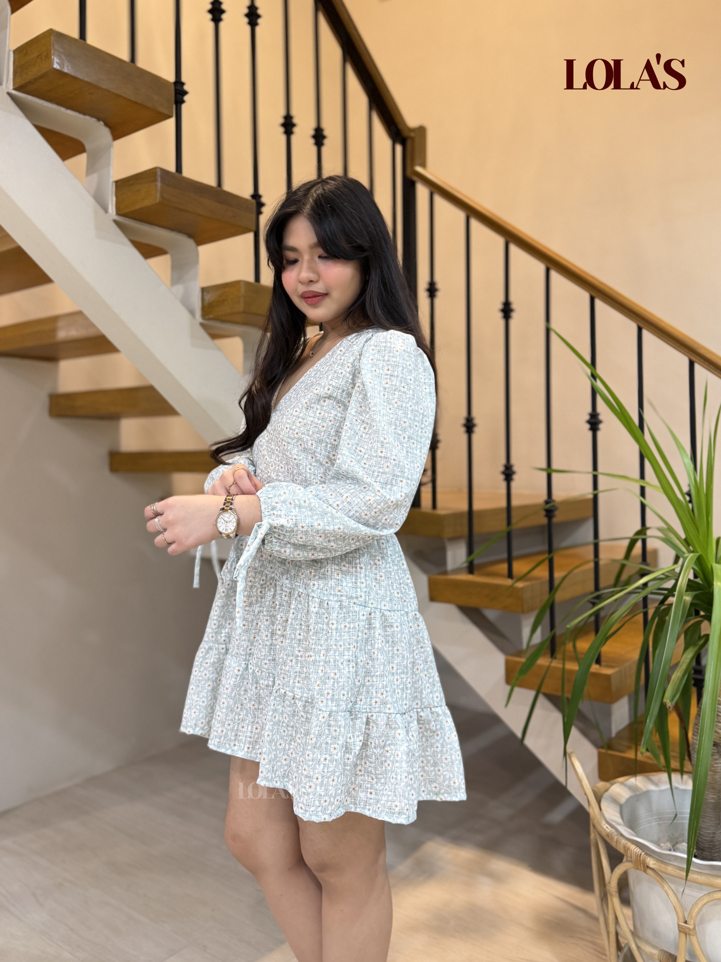 Monina Dress (Mint Daisies)