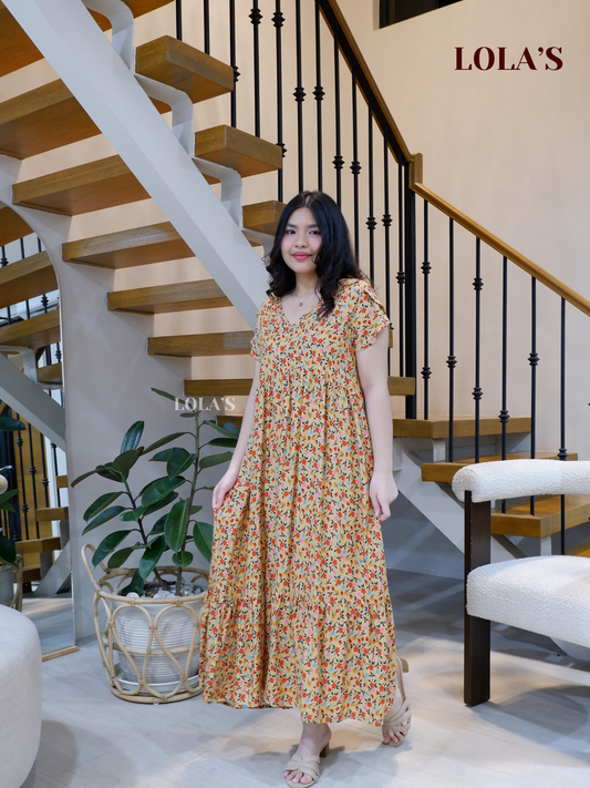 Jane Dress (Beige Florals)
