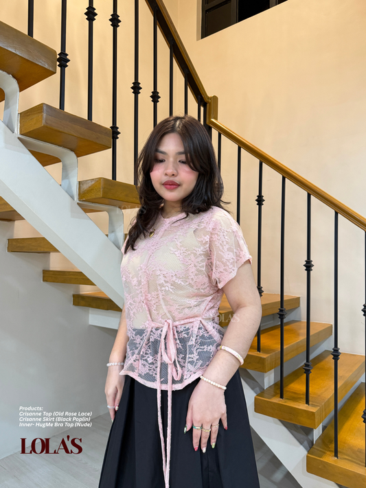 Crisanne Top (Old Rose Lace | Sheer | See-Through)