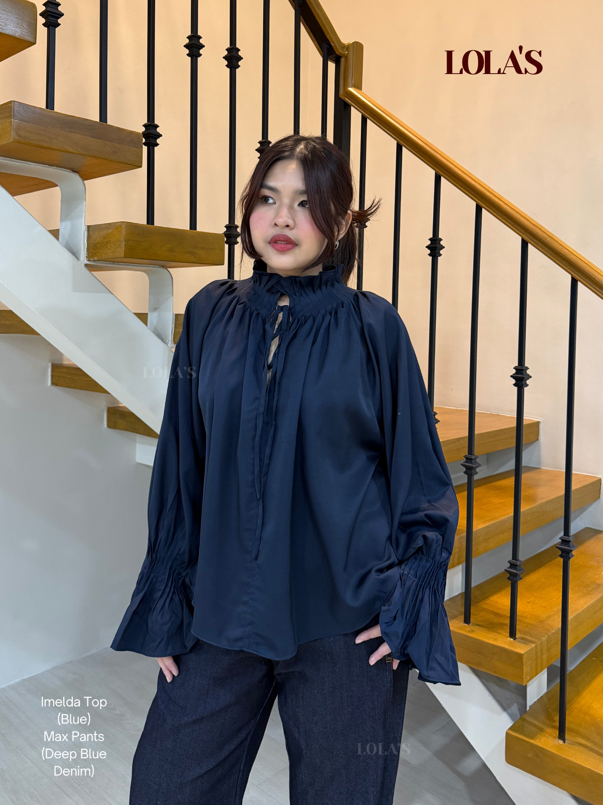 Imelda Blouse (Navy Blue)