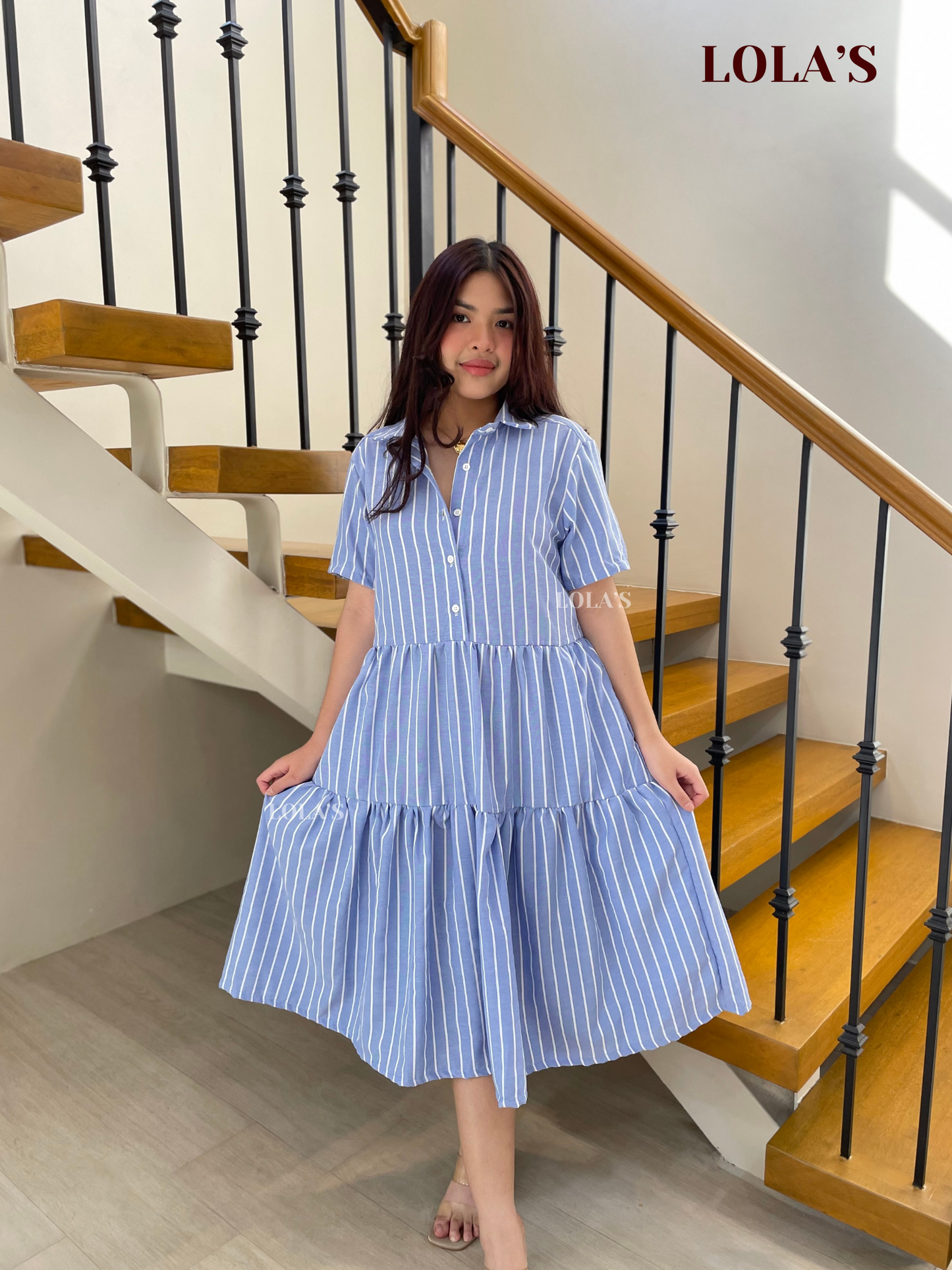 Emily Dress (Blue Stripes)