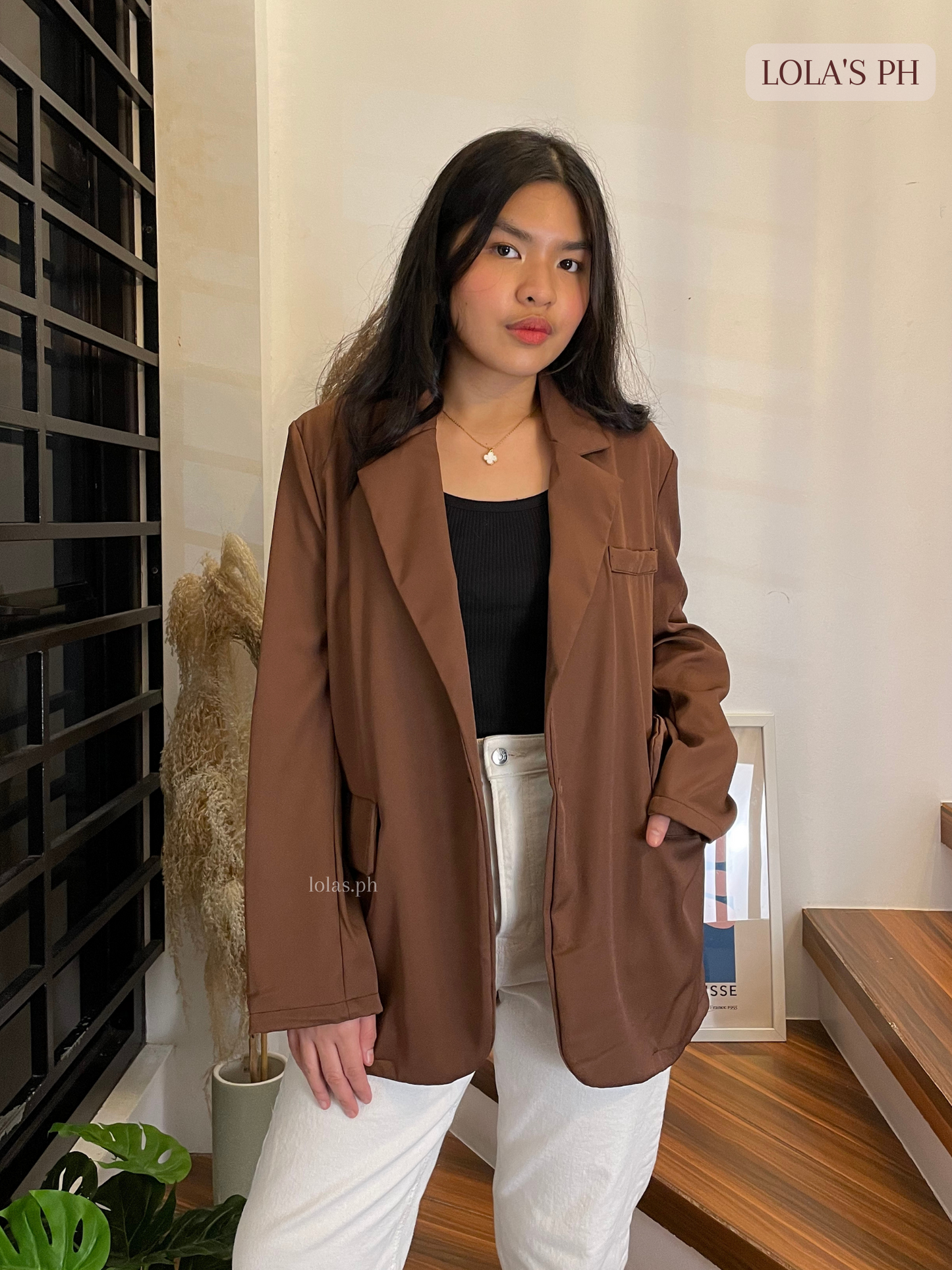 Rhys Oversized Blazer (Dark Wood)