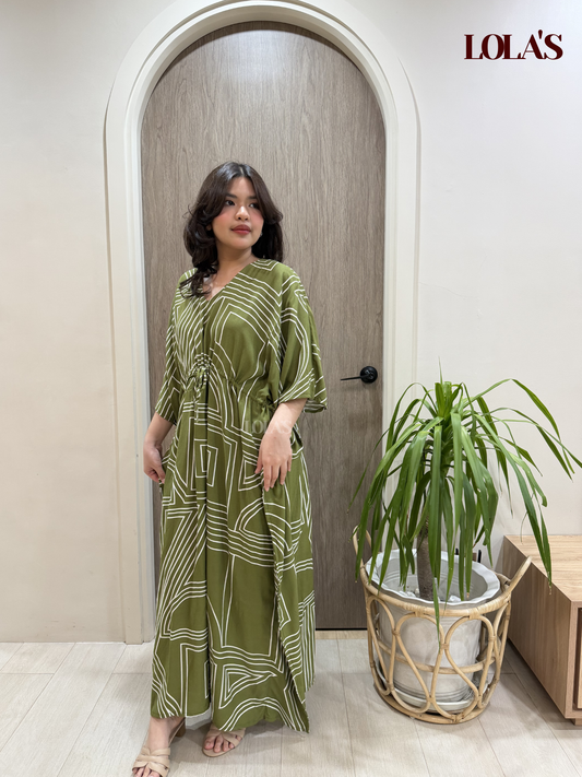 Rowena Dress (Green Geometric)