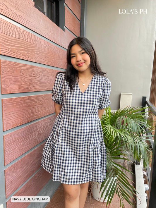 Jaegen Dress (Navy Blue Gingham)