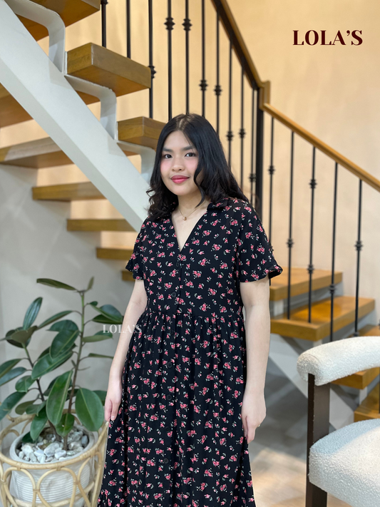 Regine Dress (Black Bouquet)