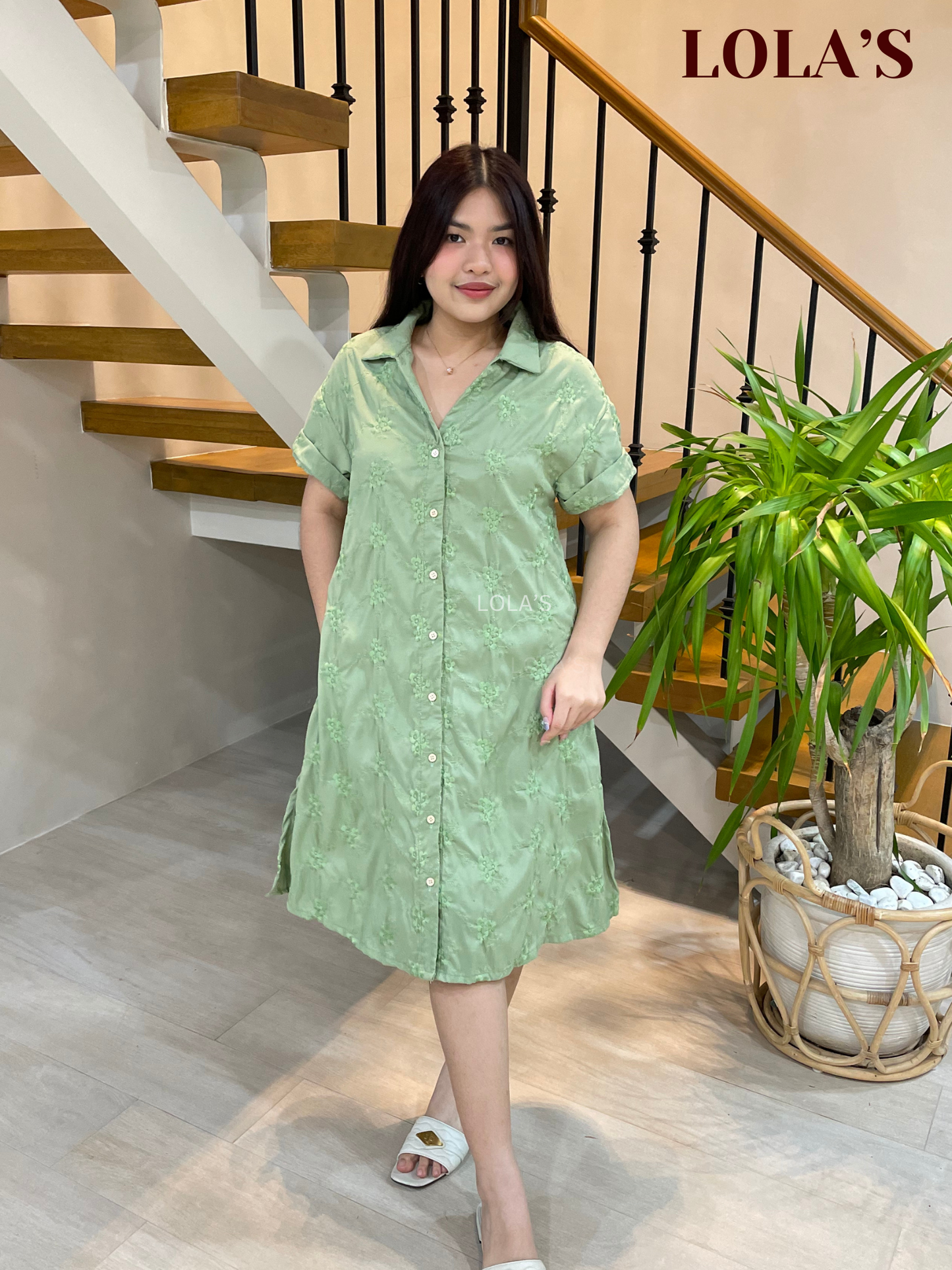 Kelsey Polo Dress (Sage Embroidered)