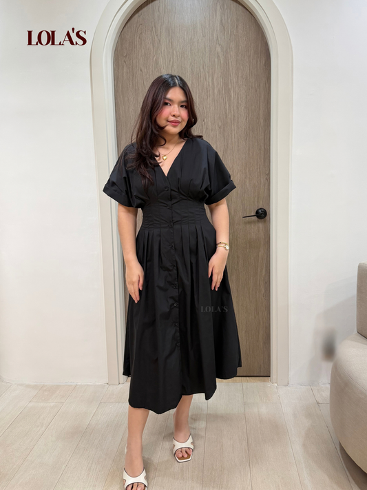 Frederica Dress (Black Poplin)