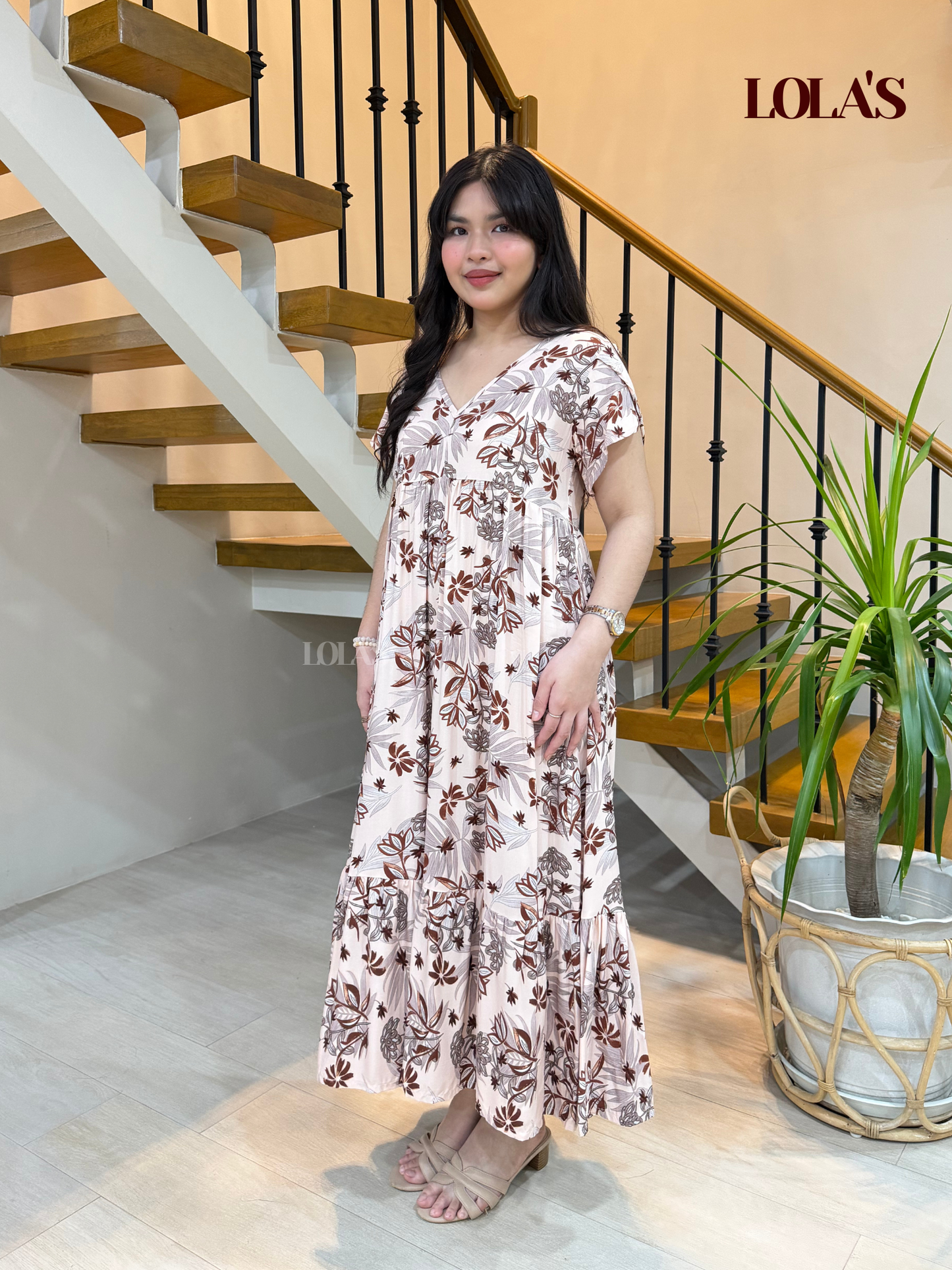 Jane Dress (Delicate Brown Floral)