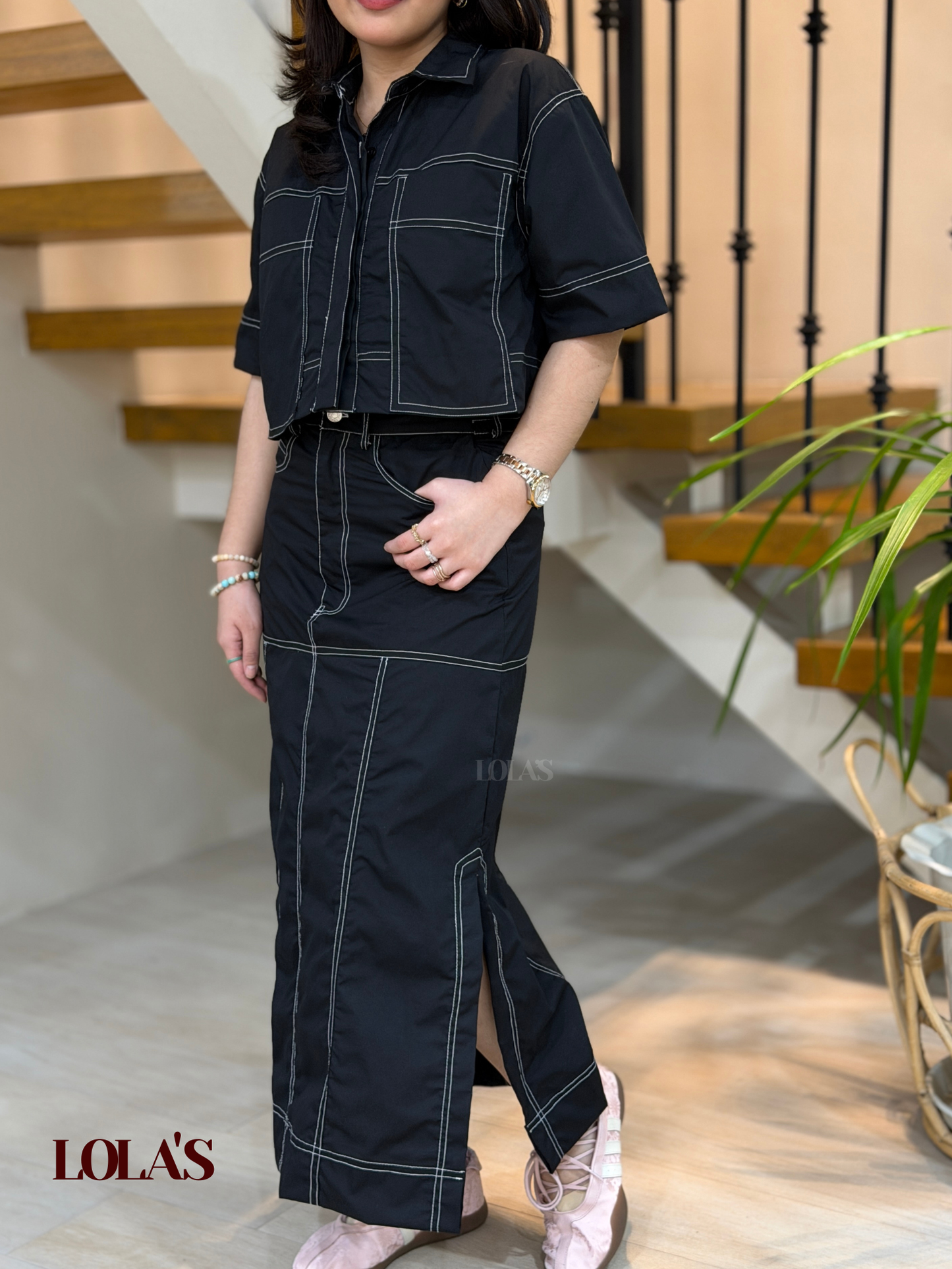 Sabina Top (Black Poplin)