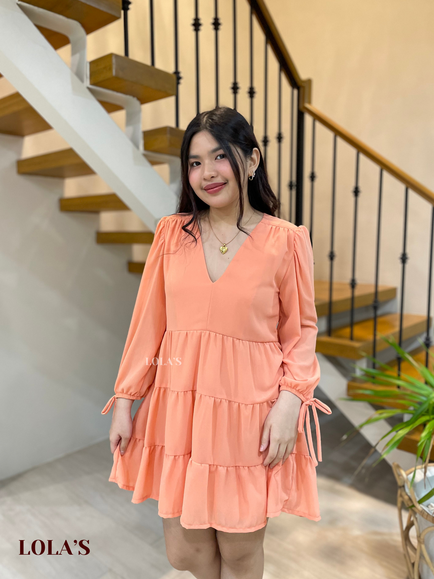 Monina Dress (Salmon Orange)