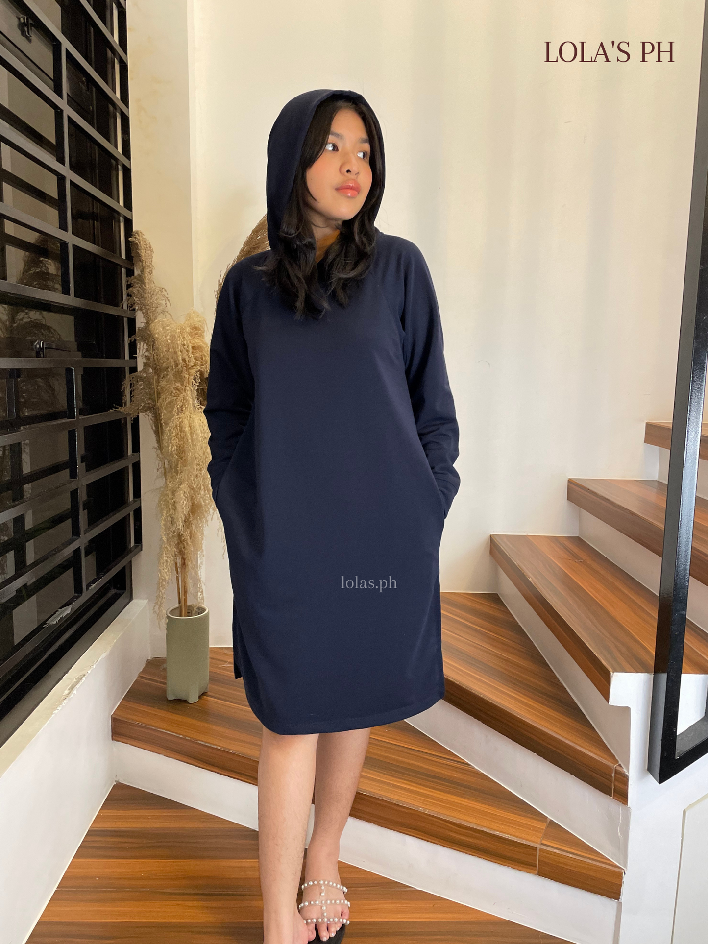 Hoodie Dress (Navy Blue)