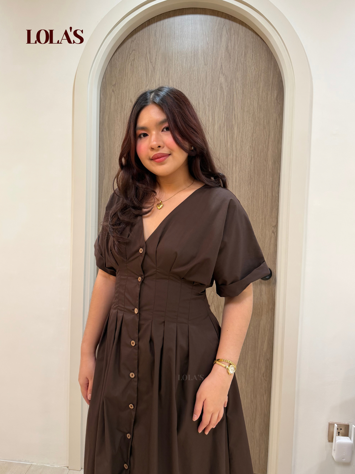 Frederica Dress (Chocolate Poplin)