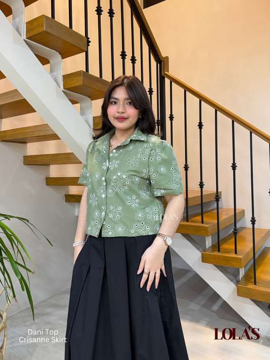 Dani Top (Green Embroidered)