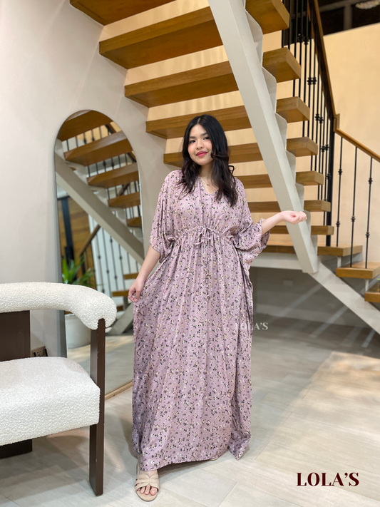 Rowena Dress (Taupe Blooms)