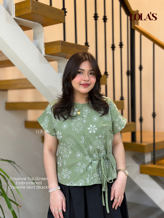 Crisanne Top (Green Embroidered)