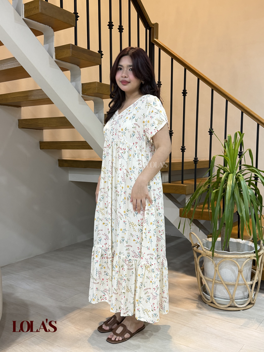 Jane Dress (Cream Blooms)