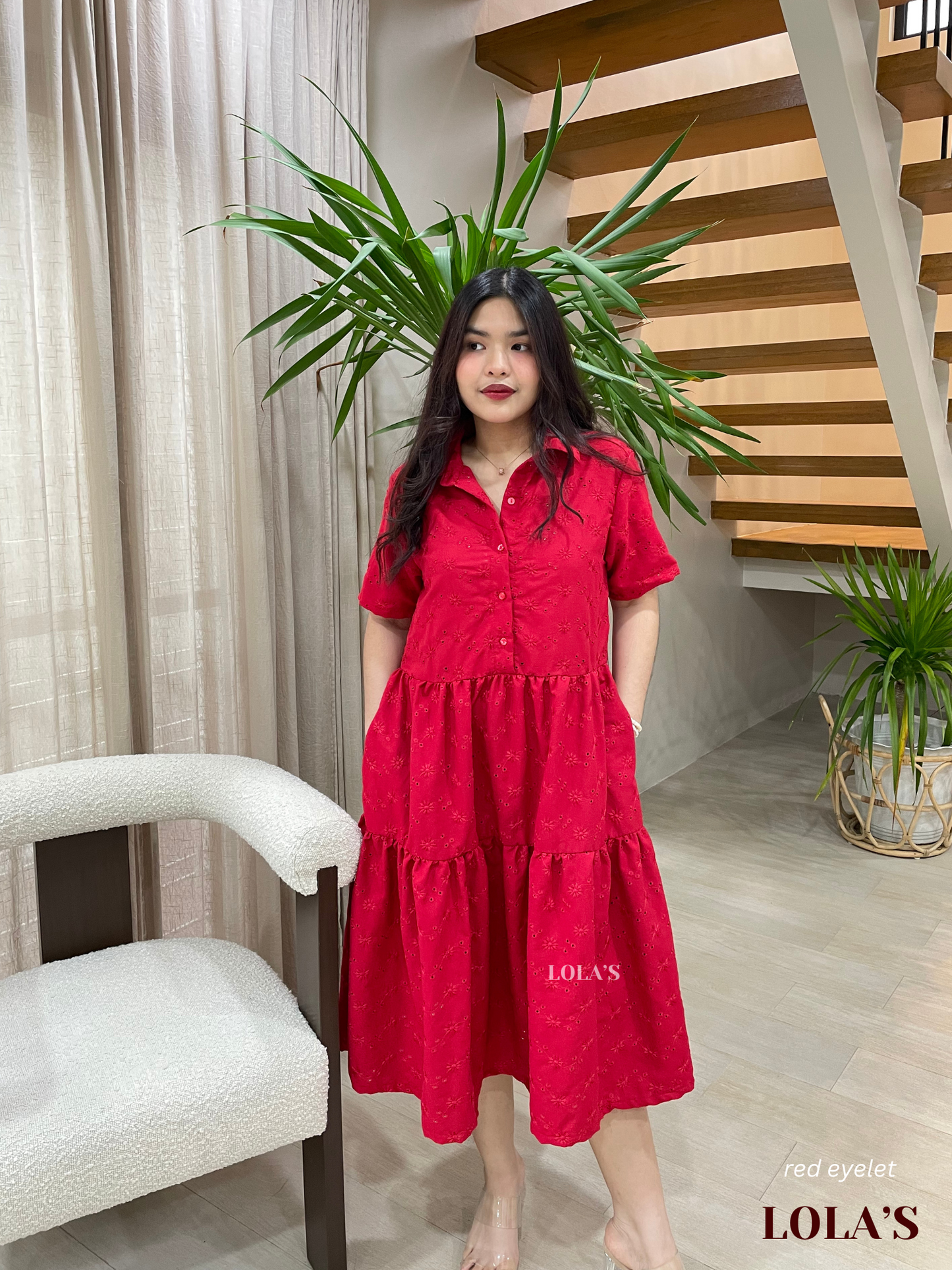 Emily Dress (Red Eyelet)