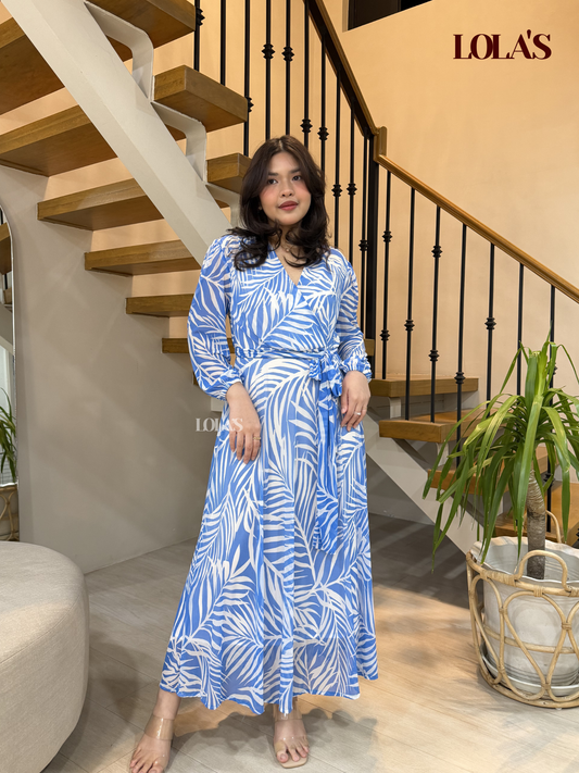 Paula Dress (Blue Palmera)