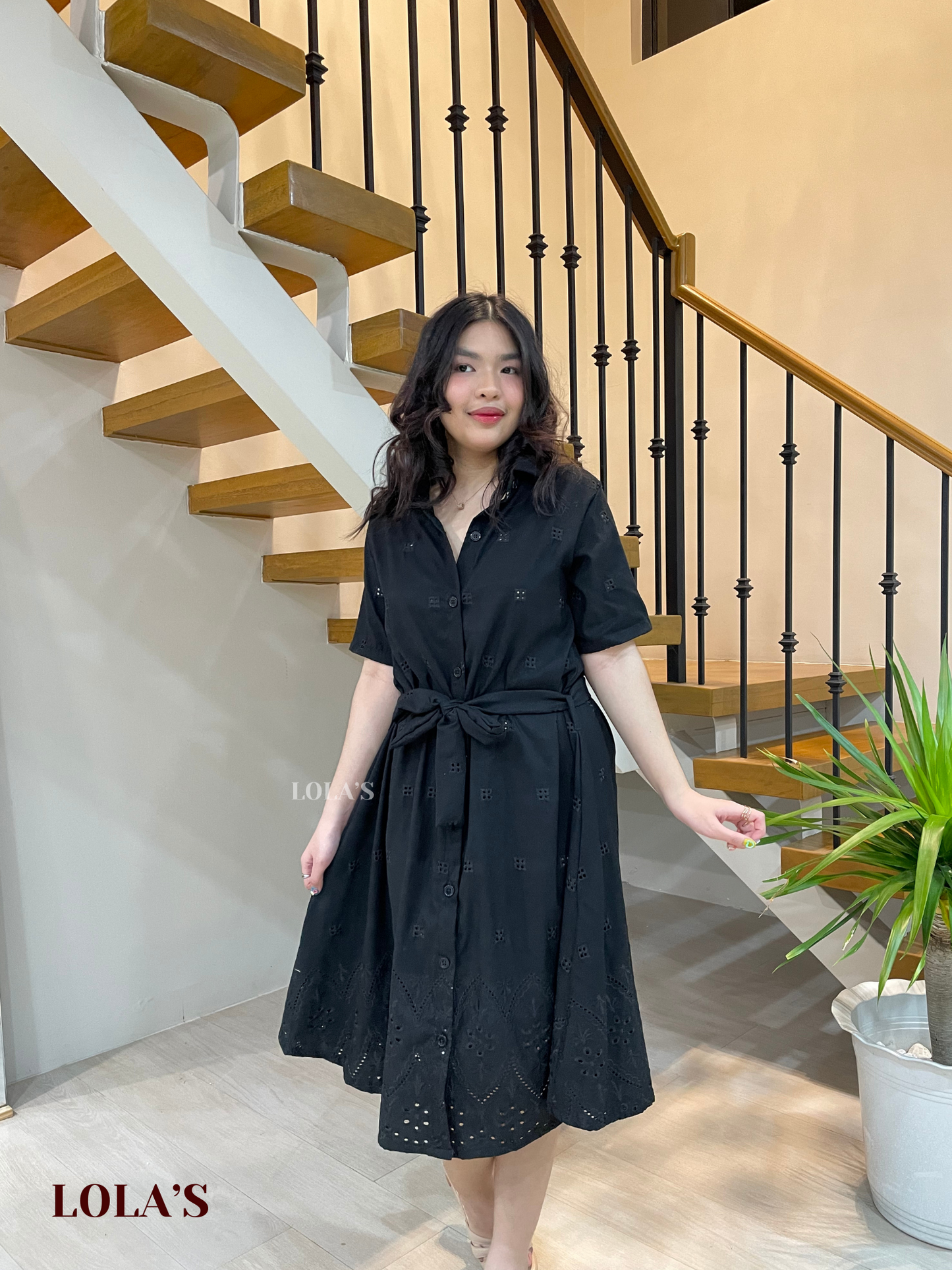 Alexa Polo Dress (Black Eyelet)