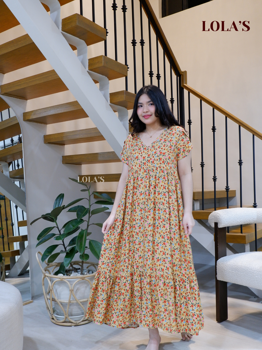 Jane Dress (Beige Florals)