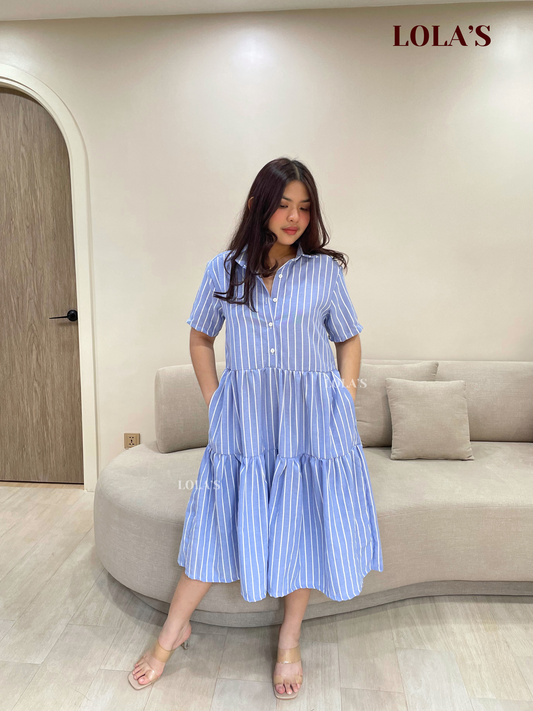 Emily Dress (Blue Stripes)