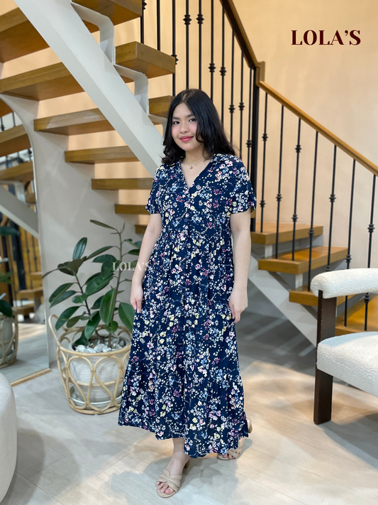 Regine Dress (Blue Ditsy Bloom)