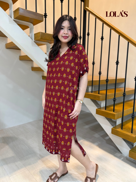 Coco Dress (Maroon Lotus)