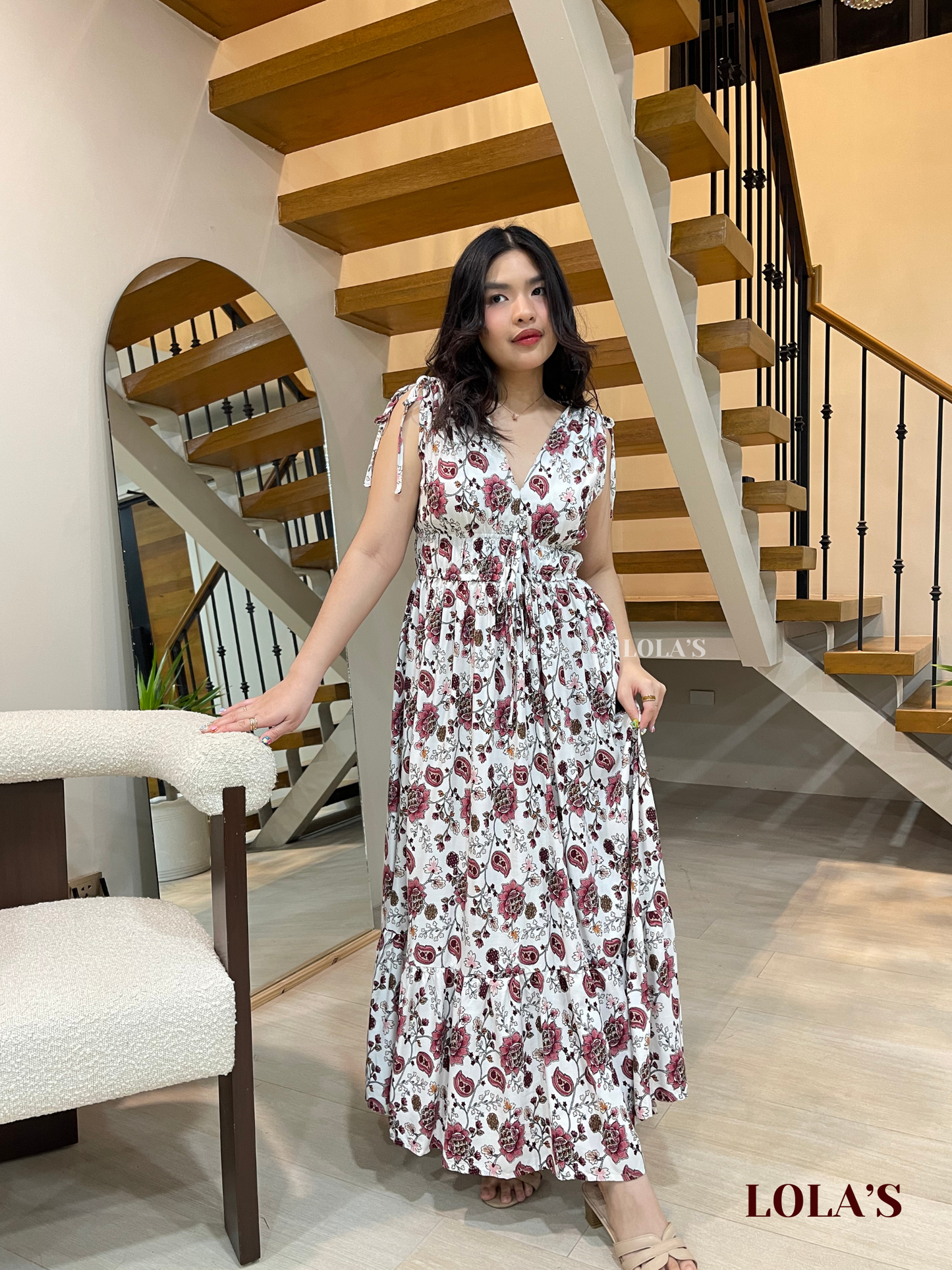 Adeline Dress (White Florals & Paisleys)