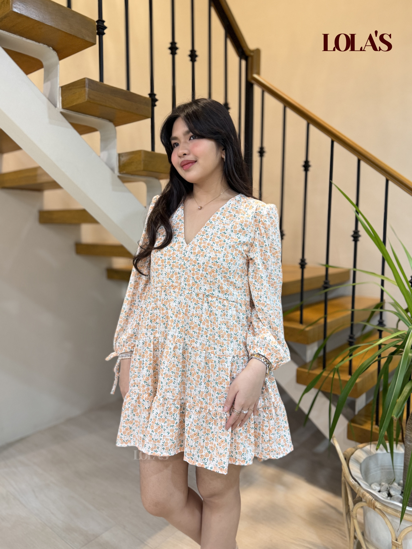 Monina Dress (Peach Blooms)