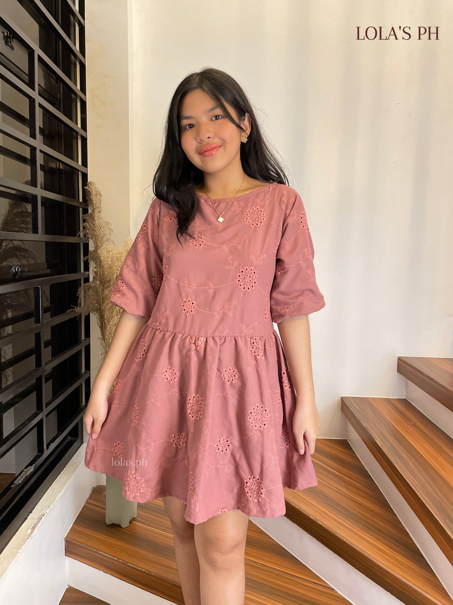 Andrea Dress (Mauve Eyelet)