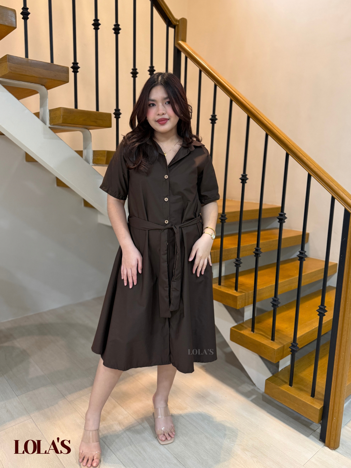 Alexa Polo Dress (Chocolate Poplin)