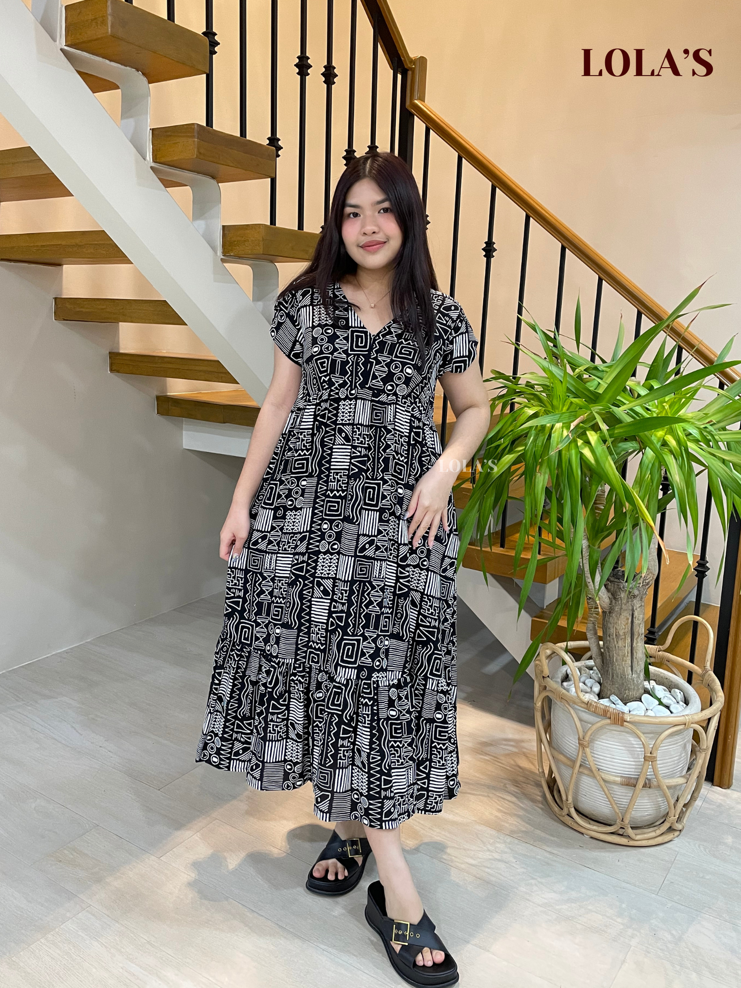 Jane Dress (Black Aztec)