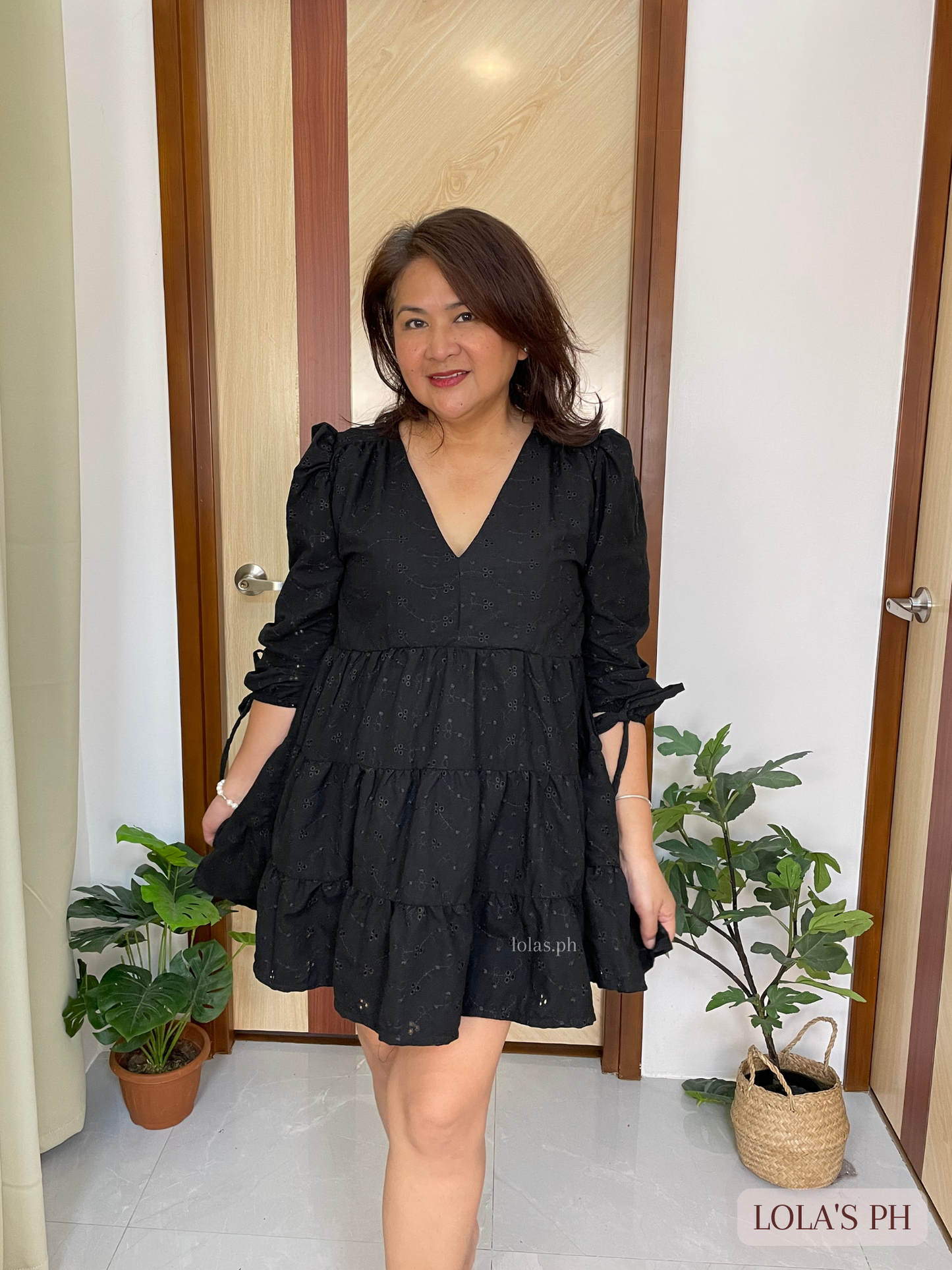 Monina Dress (Black Floral Eyelet)