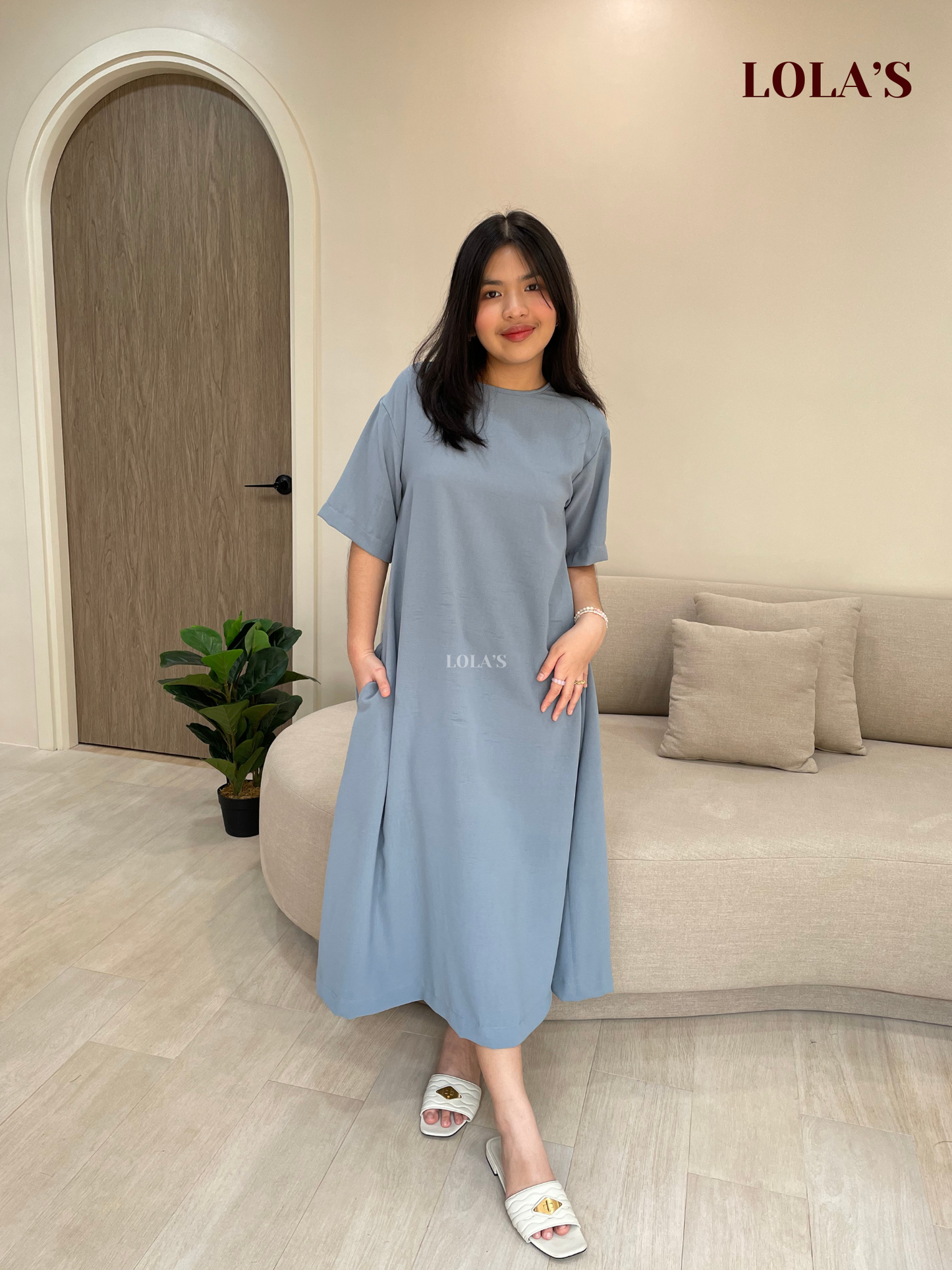 Luna Dress (Dusty Blue)