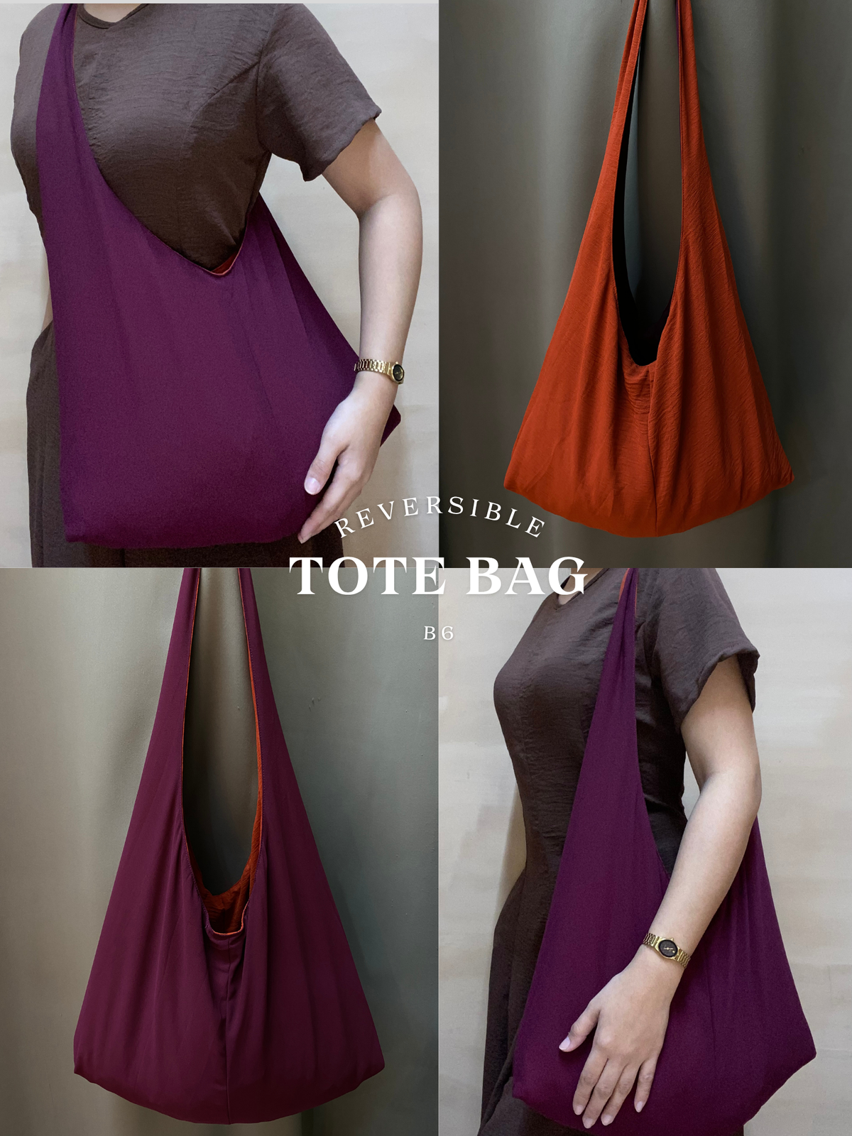 Reversible Tote Bag from Retaso Fabric (Plain | Big)
