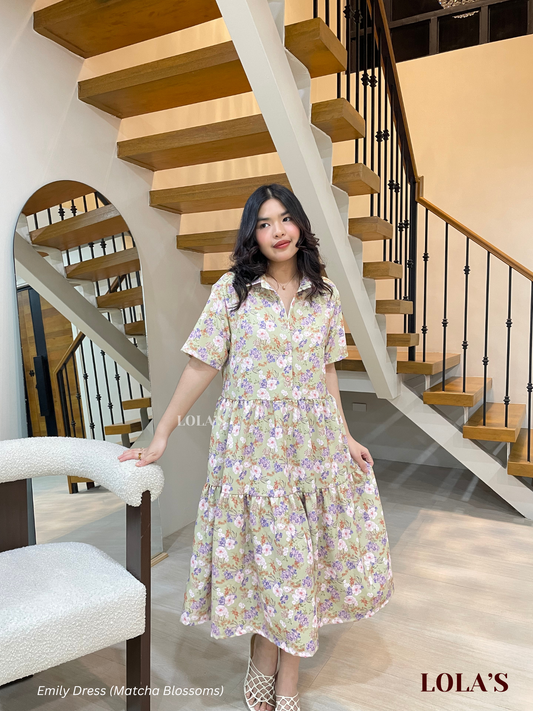 Emily Dress (Matcha Blossoms)