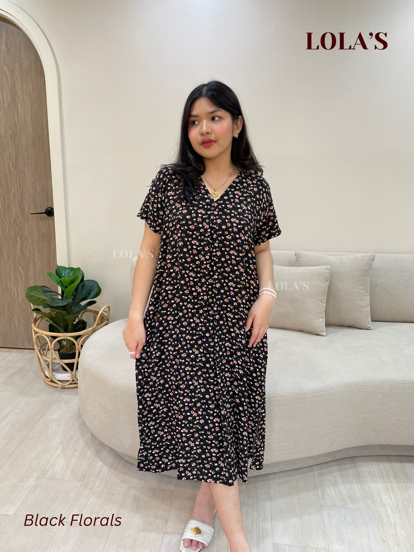 Tracy Dress (Black Florals)