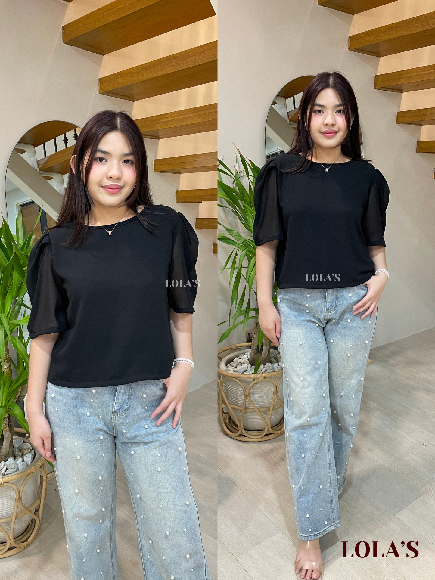 Vivian Top (Black Chiffon)