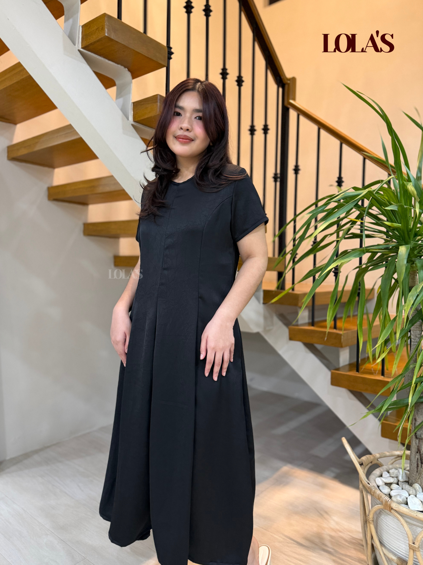 Kathleen Dress  (Black Textured Silk)