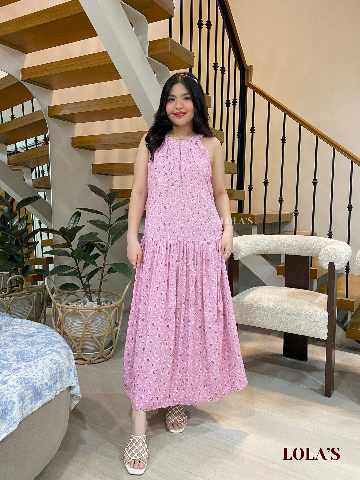 Chesca Dress (Pink Blooms)