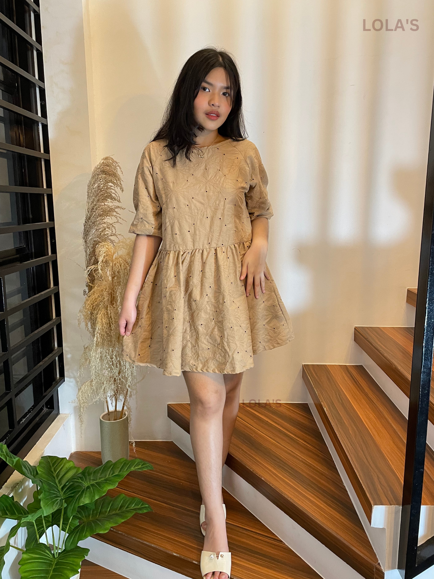 Andrea Dress (Beige Eyelet)