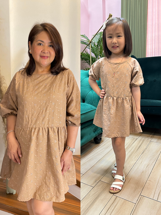 Blythe Dress- Andrea Kids (Mocha Floral Eyelet)