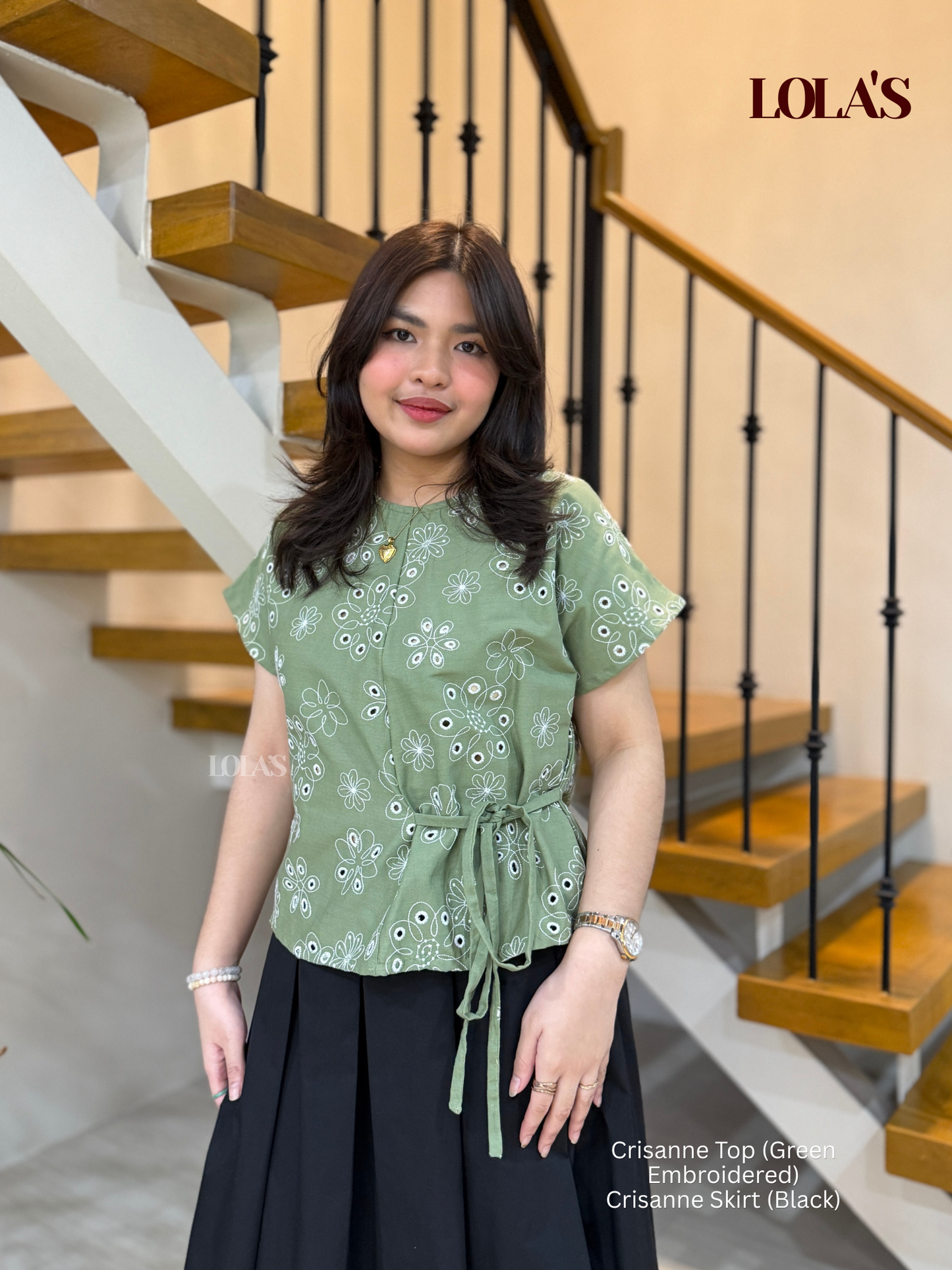 Crisanne Top (Green Embroidered)