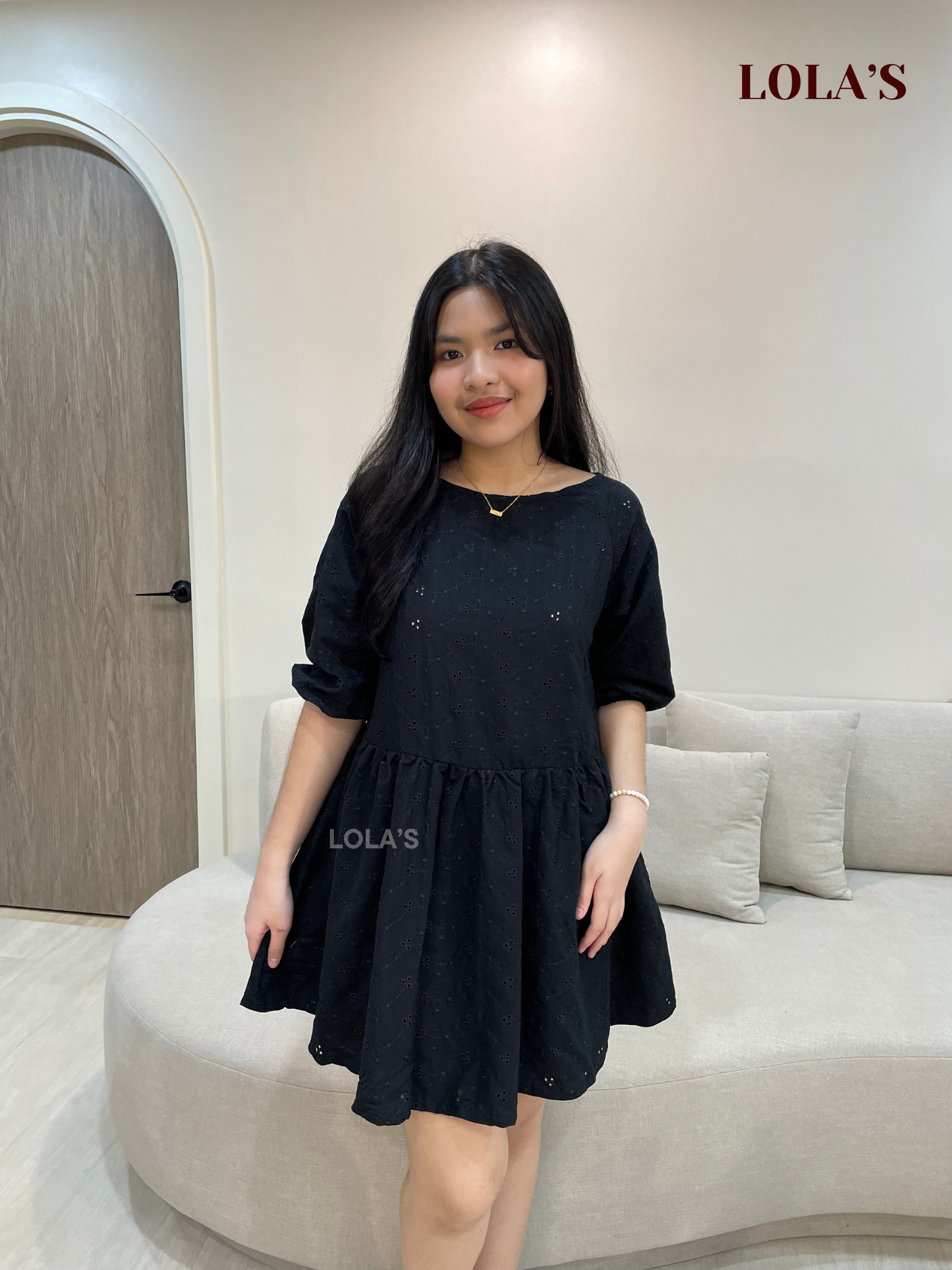 Andrea Dress (Black Floral Eyelet)