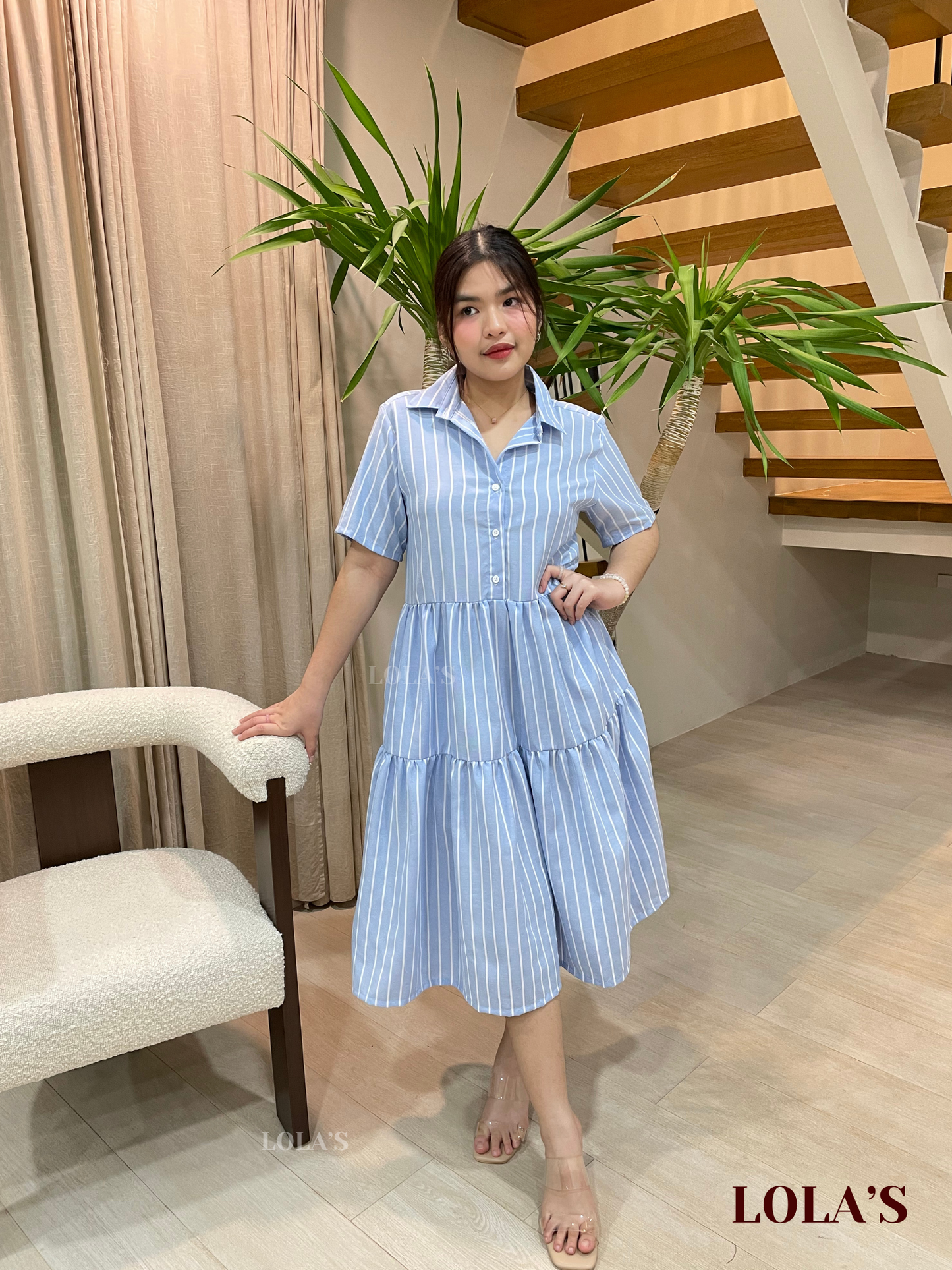 Emily Dress (Blue Stripes)