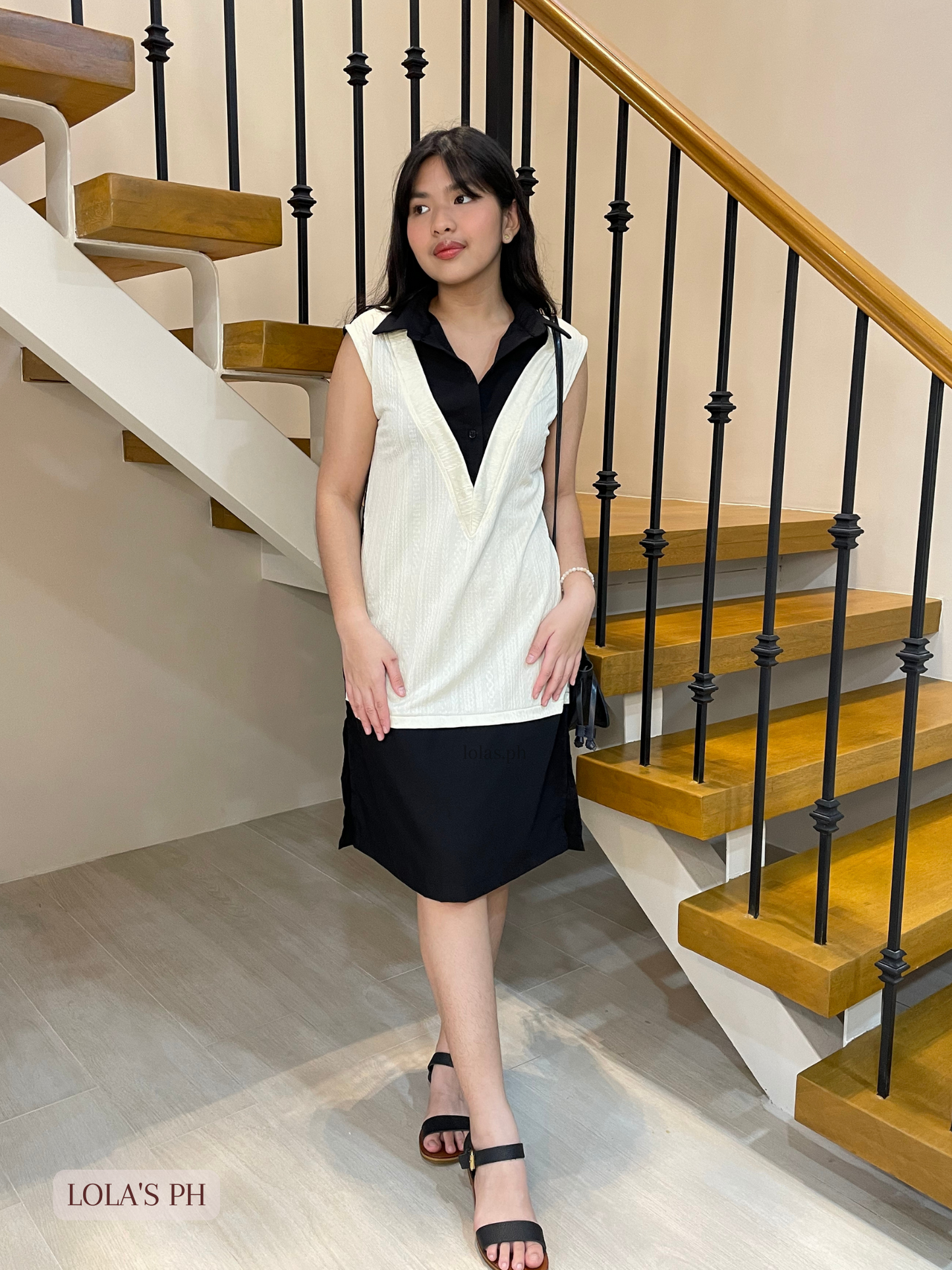 Rhina Vest Dress (Black-White) SALE