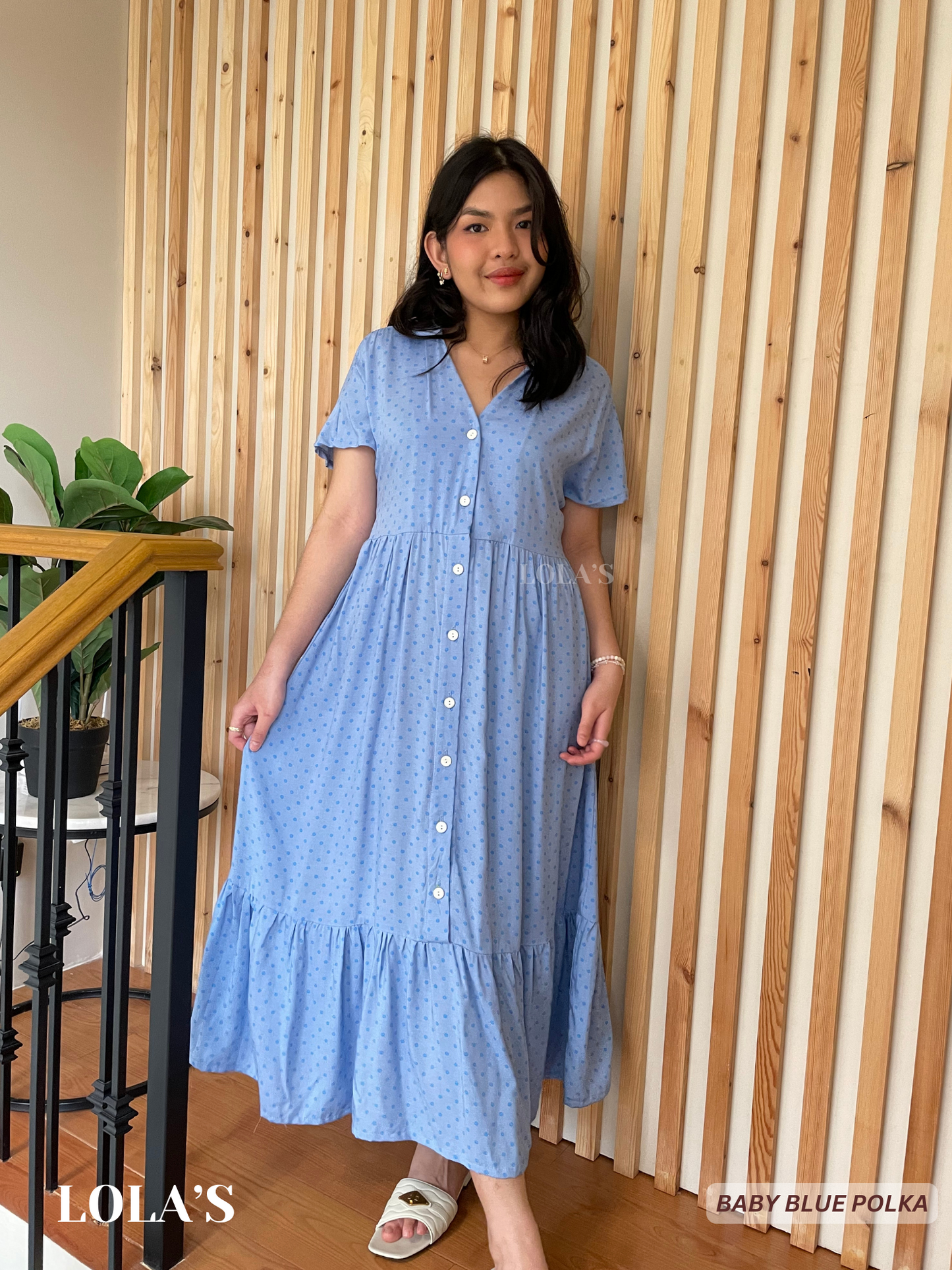 Regine Dress (Baby Blue Polka)